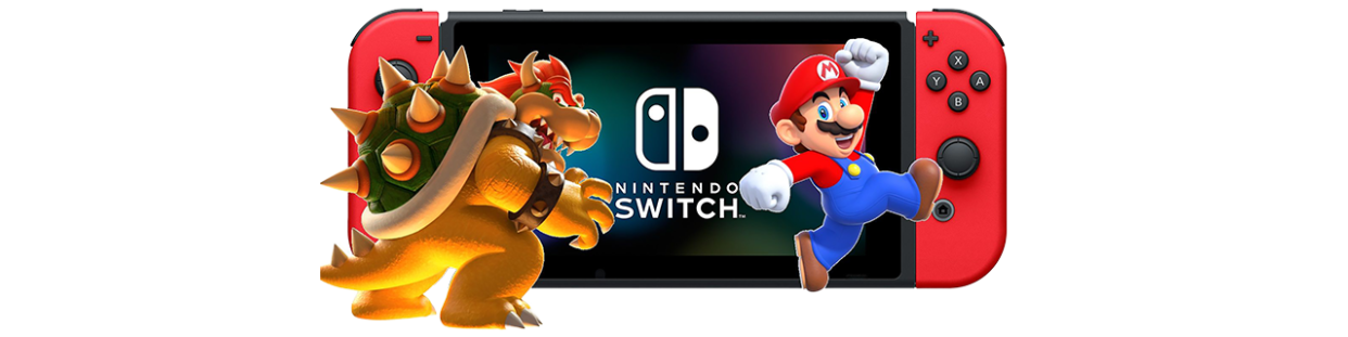 Nintendo Switch with Mario and Bowser